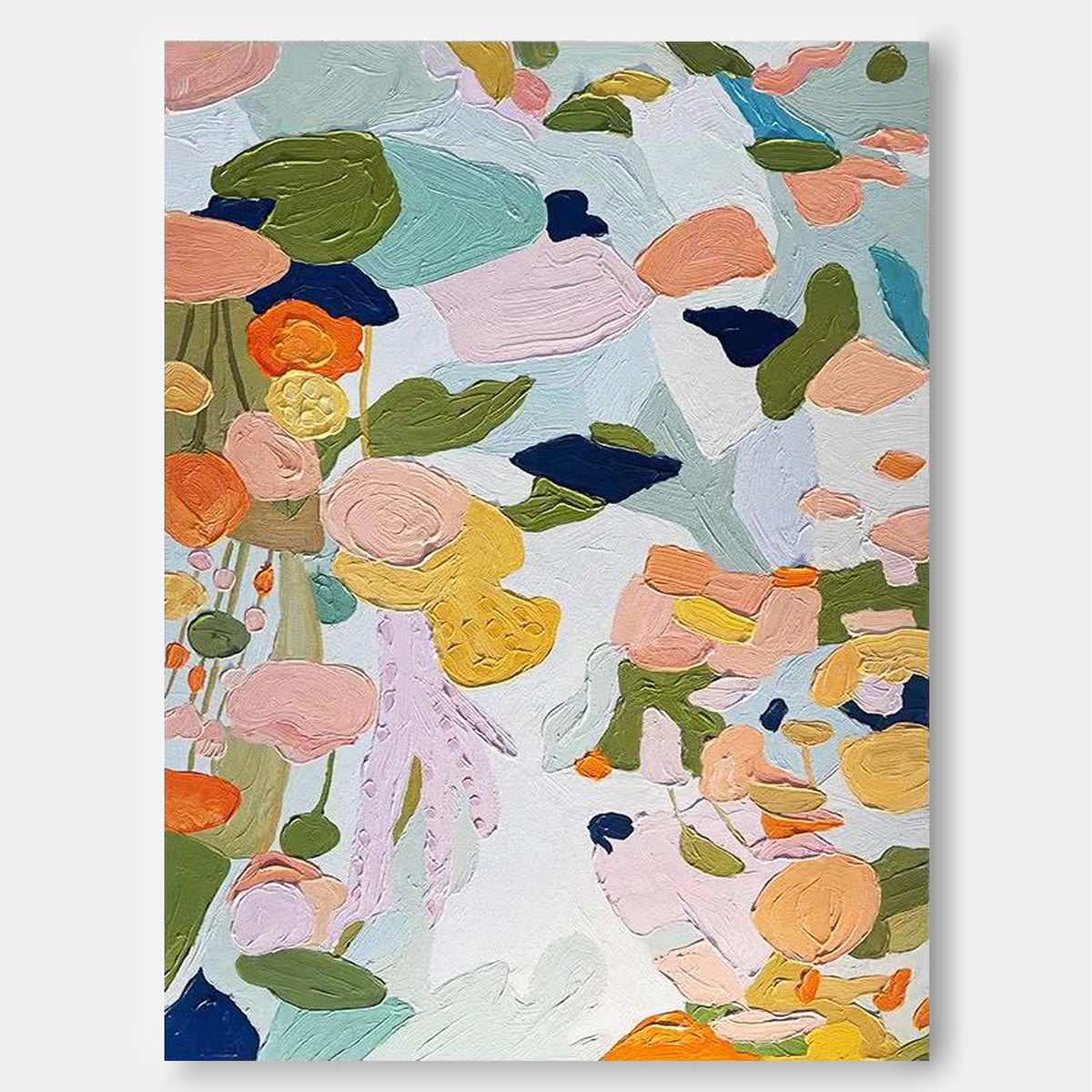 Textured Floral Impasto Painting Vibrant Pastels