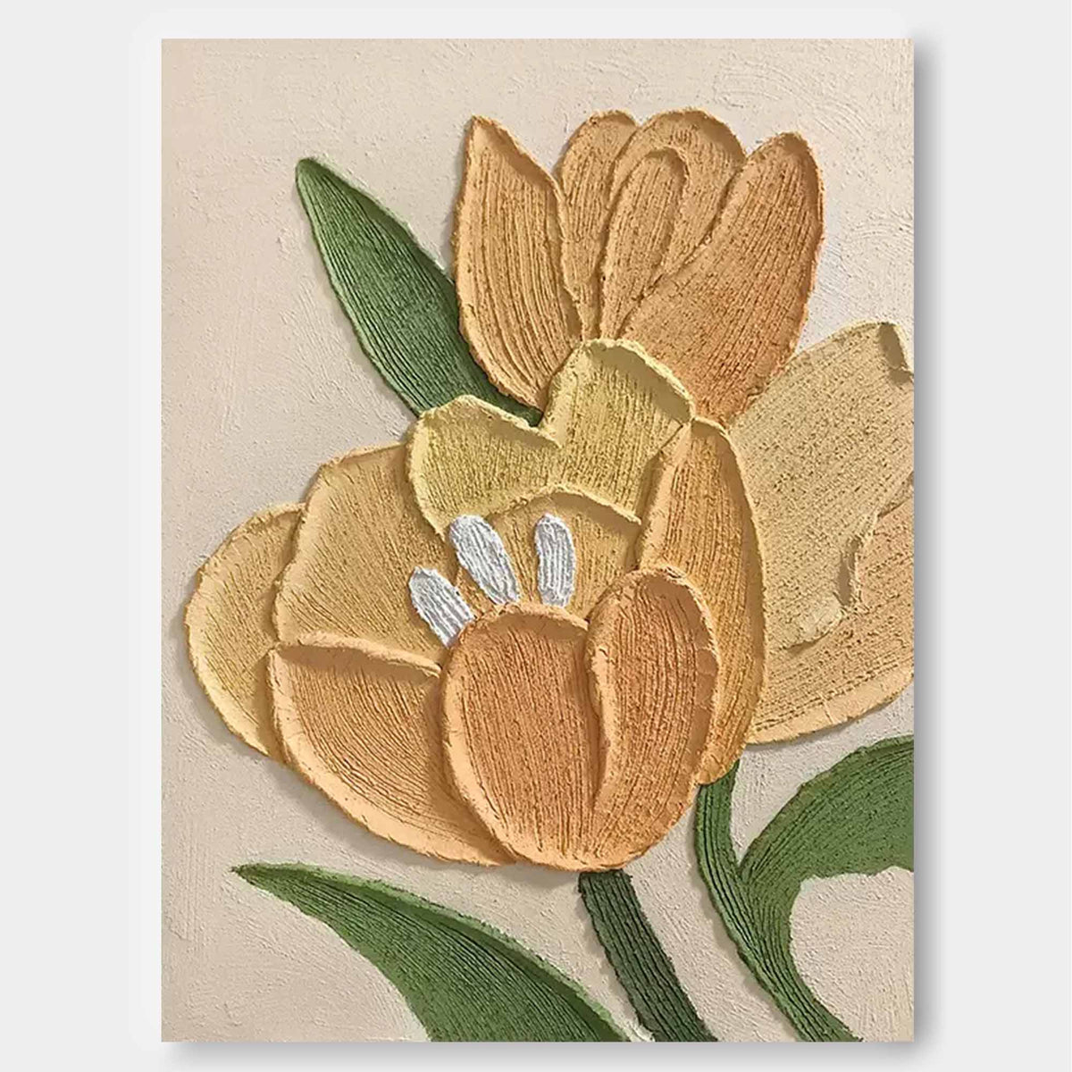 Yellow Tulip Textured Modern Wall Art