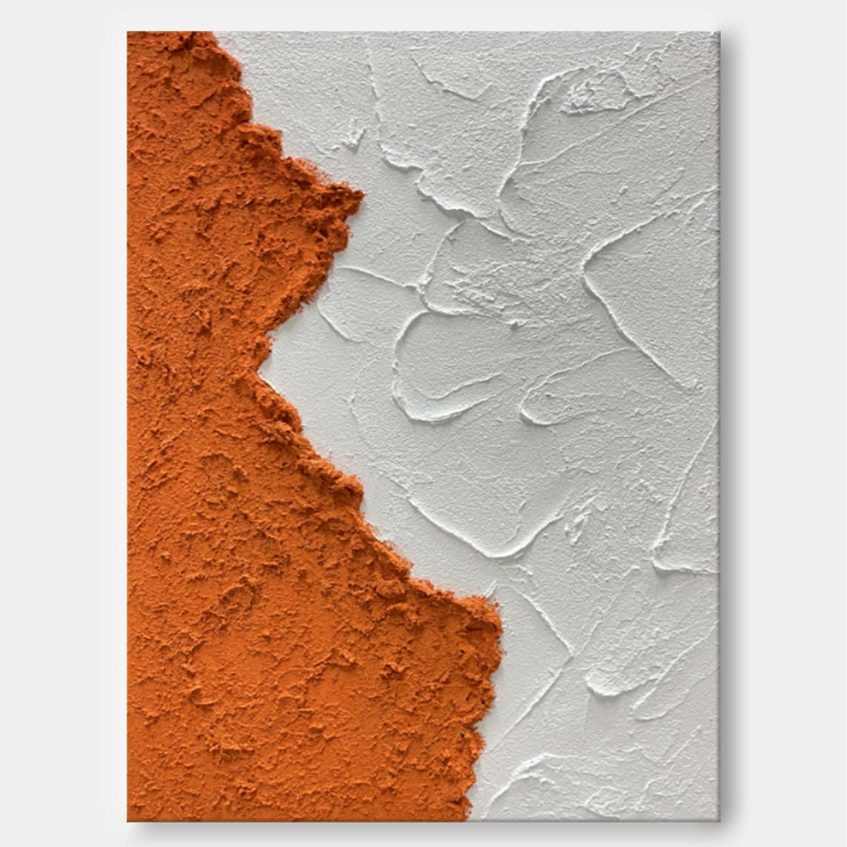Textured Minimalist Abstract Art Orange White 3D