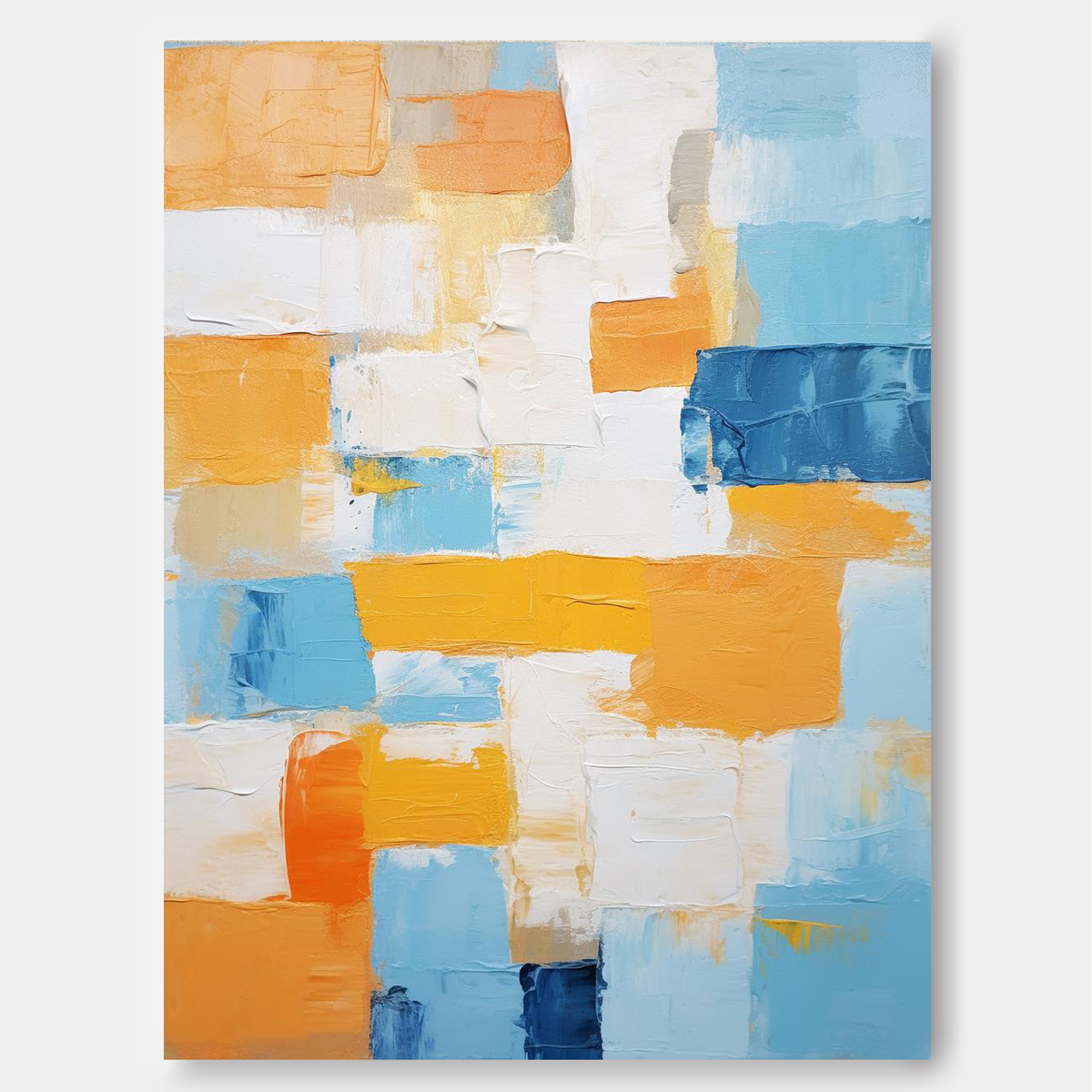 Geometric Color Block Painting Blue Orange