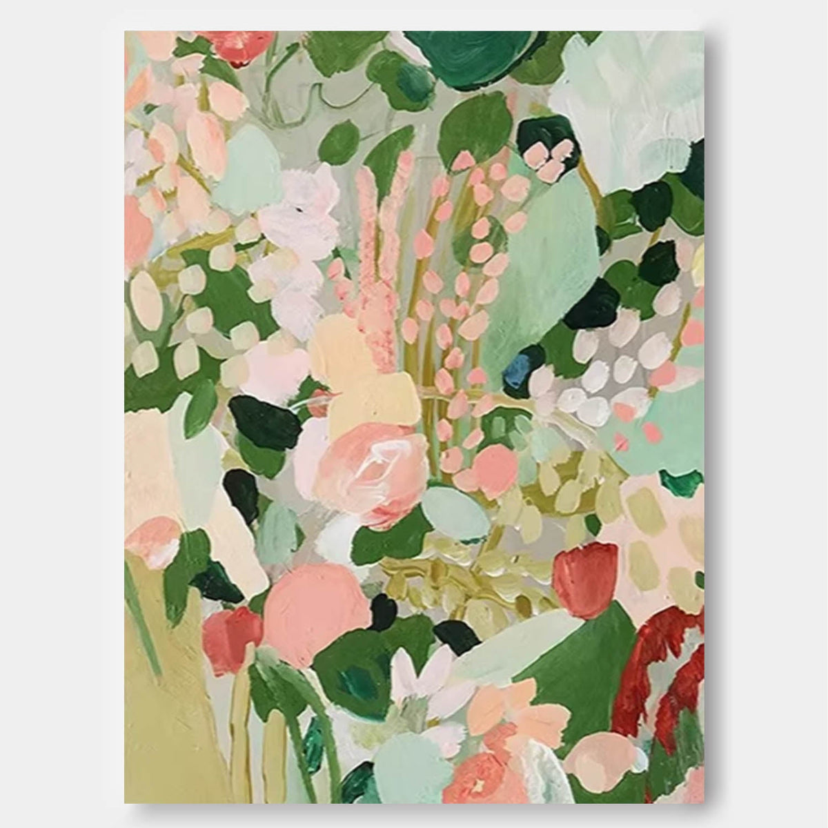 Soft Pastel Floral Field Oil Painting Modern