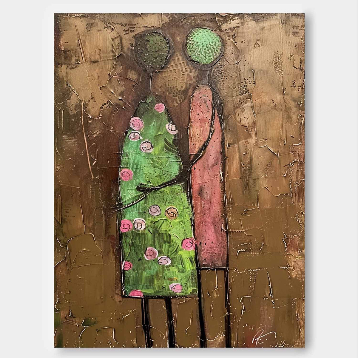 Wall Art Stylized Couple Silhouette Floral Dress