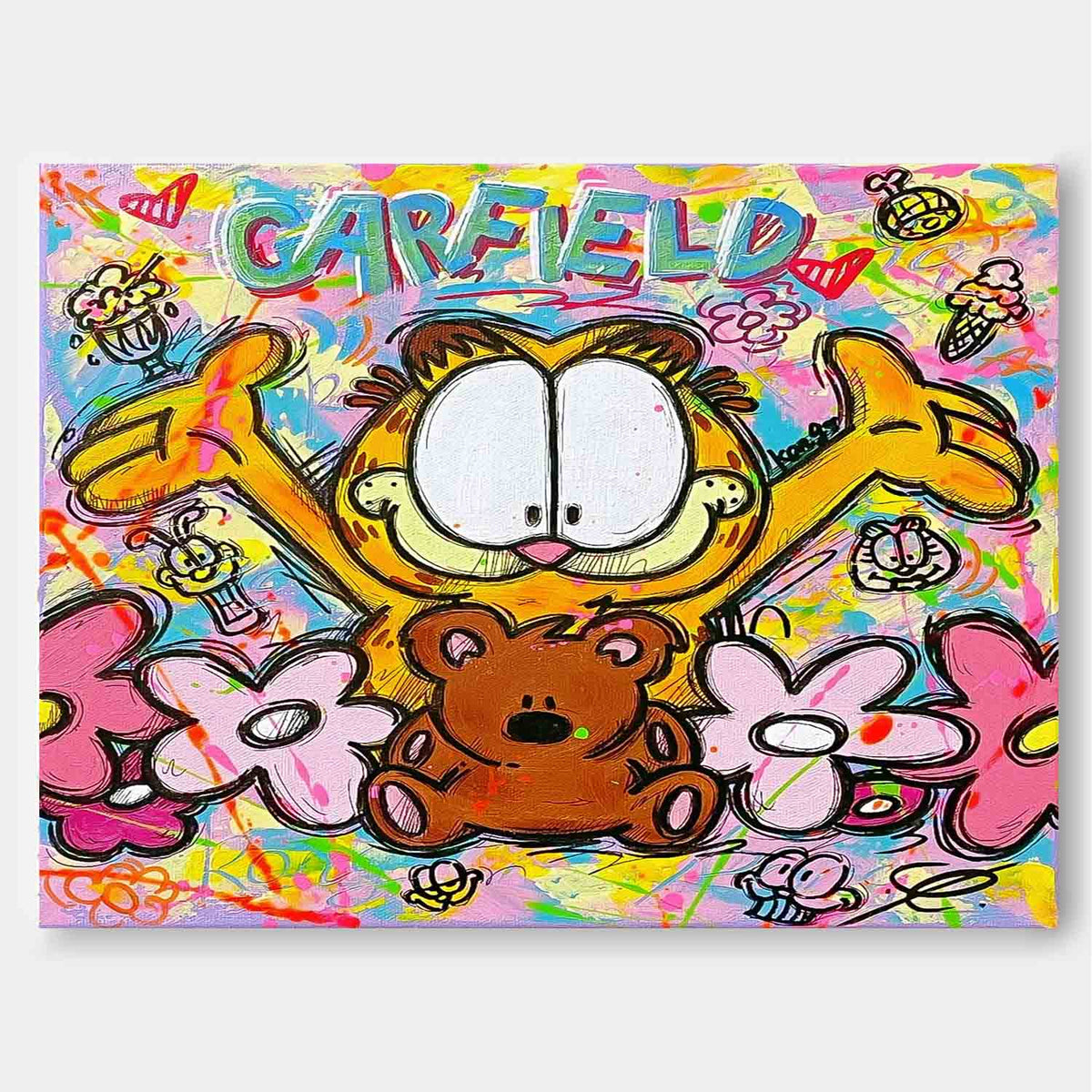 Colorful Pop Art Garfield Graffiti Wall Art Kids Room