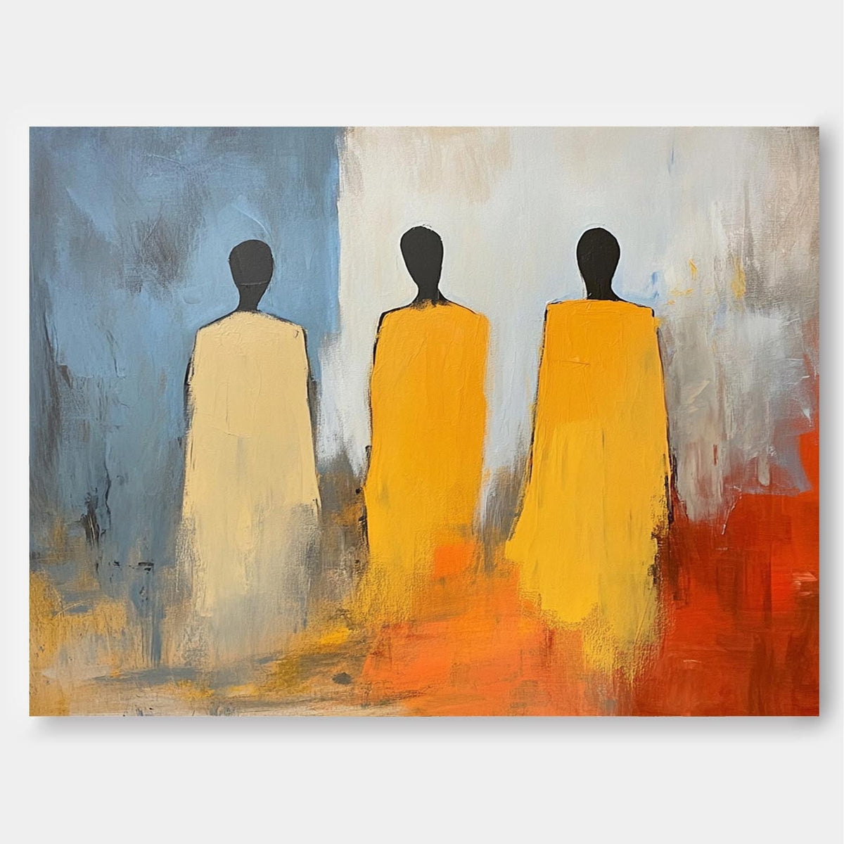 Abstract Three Figures In Robes Modern Wall Art