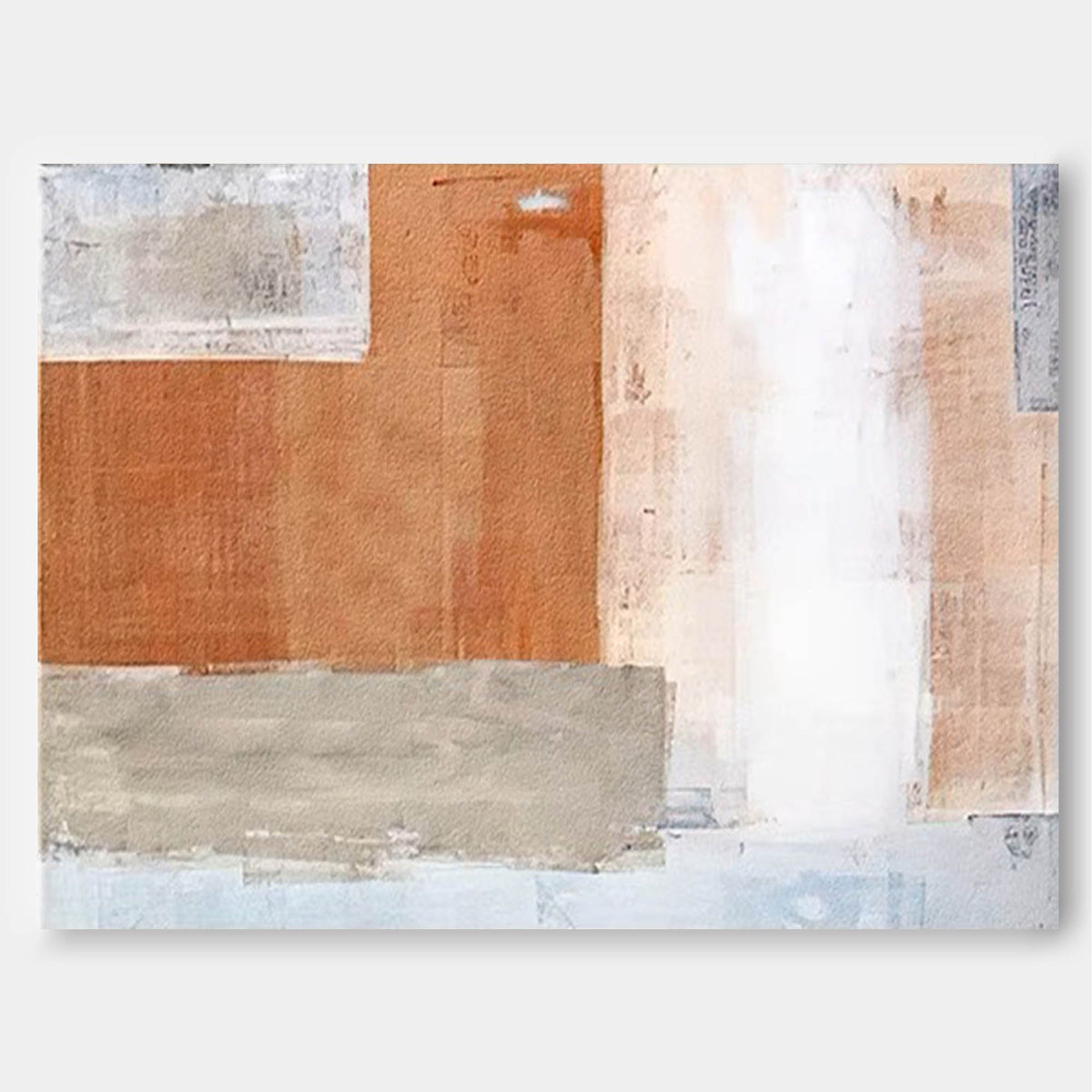 Terracotta Neutral Block Abstract Impasto Canvas Wall