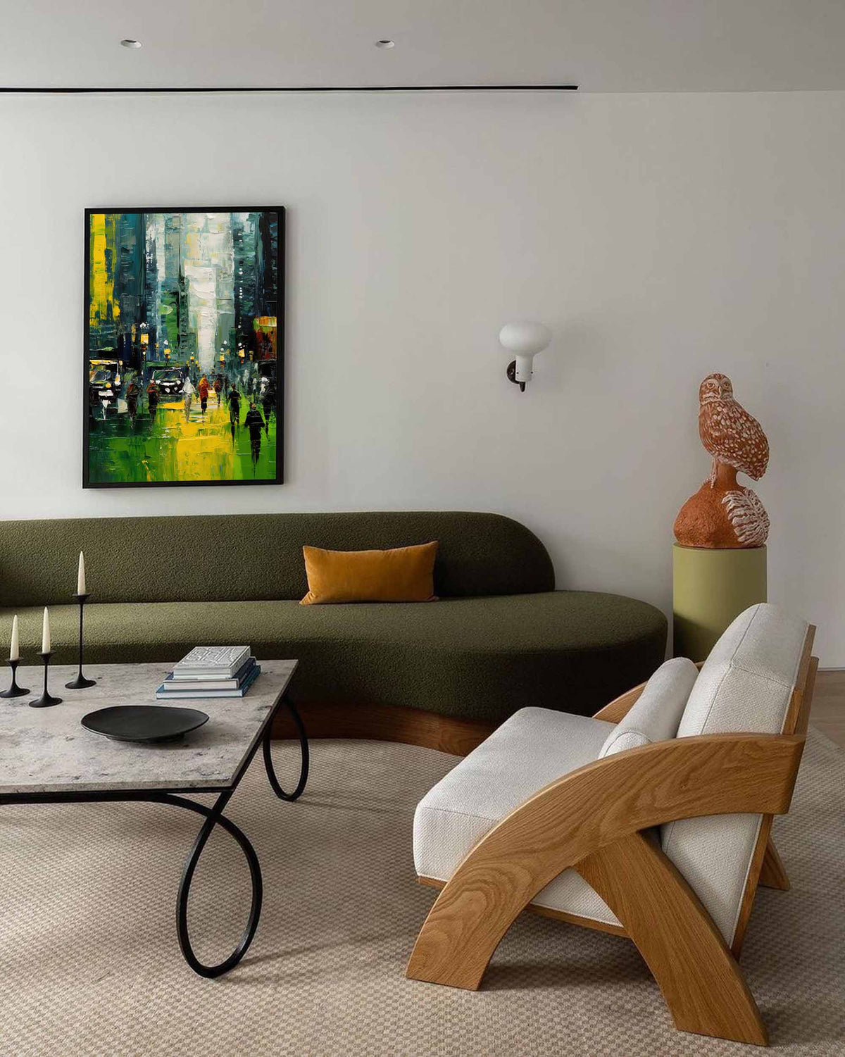 Impasto Urban Landscape Painting Vibrant Green