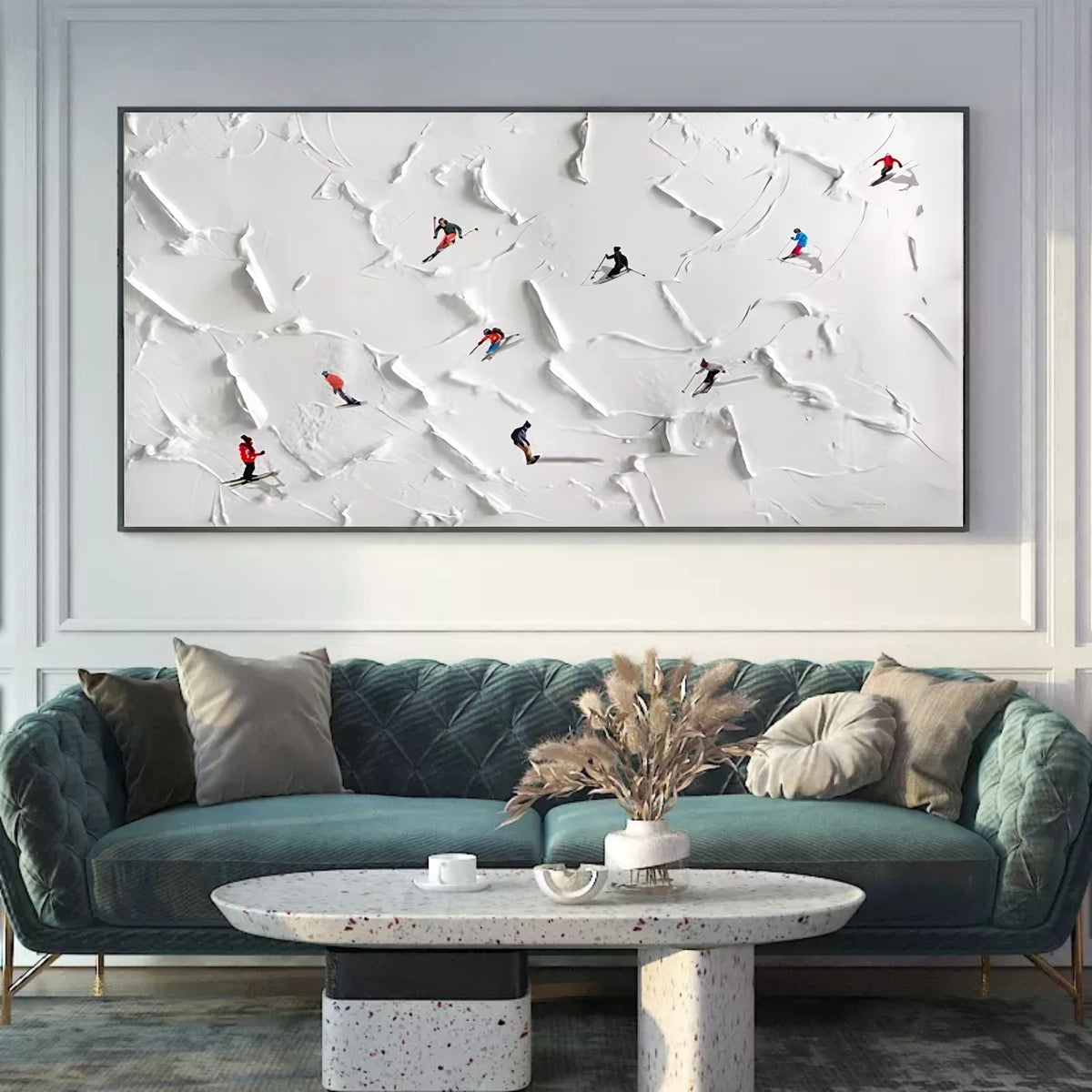 3D Textured Ski Resort Painting Winter Sports