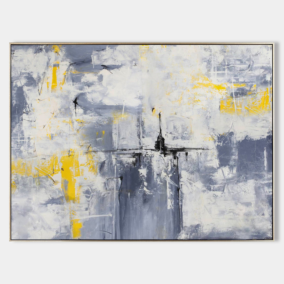 Gray Yellow Oil Painting Hand Painted