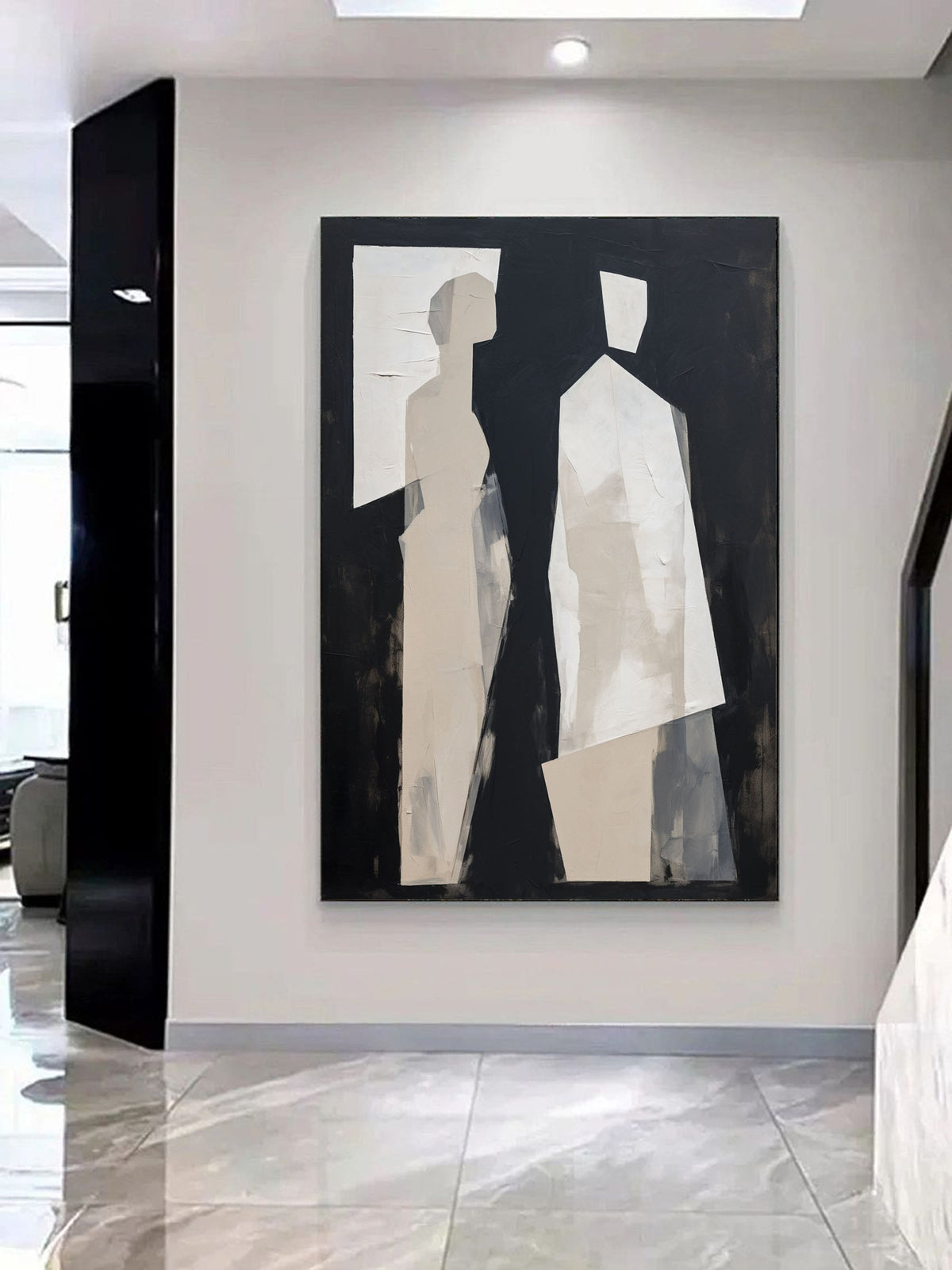 Black And White Minimalist Abstract Figure Wall Art