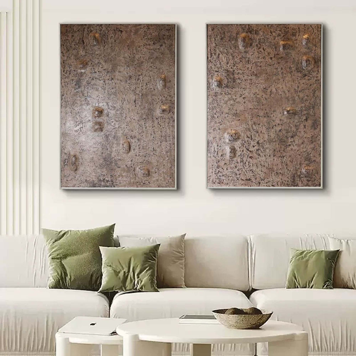 Wall Art Diptych Abstract Mineral Vein Warm
