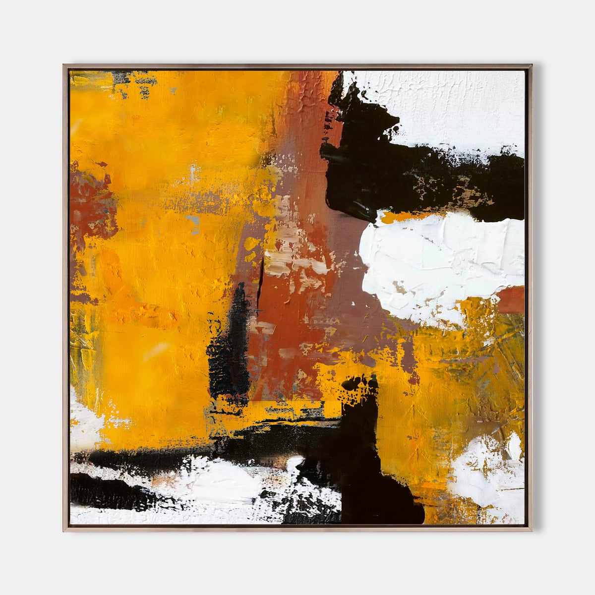 Vibrant Warm‑Tone Abstract Bold Brushstroke Heavy Impasto Textured Artwork