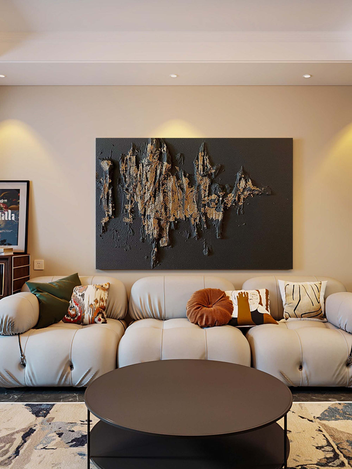 Black & Gold Impasto Abstract Painting