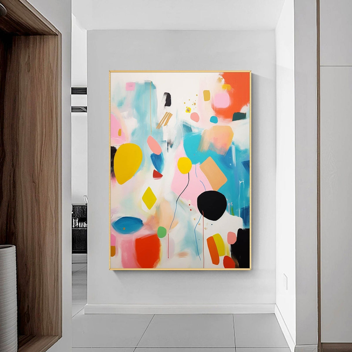 Playful Painting Colorful Shapes Modern Wall Art