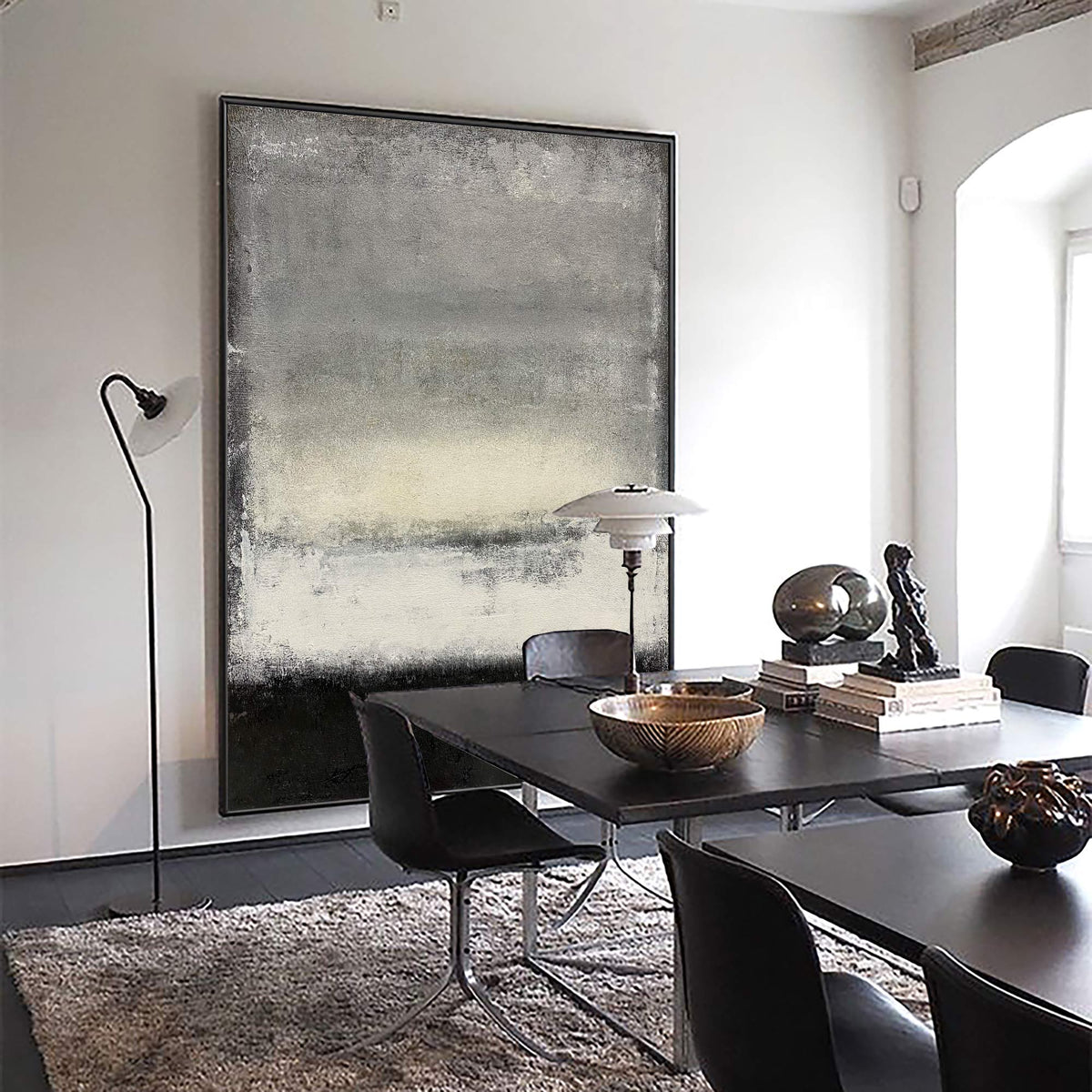Monochrome Horizon Abstract Oil Painting