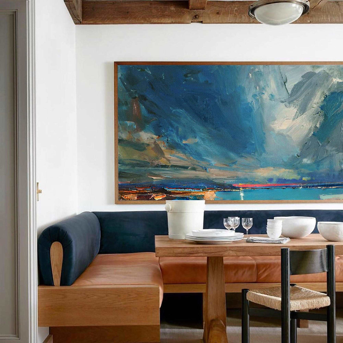 Stormy Coastal Sunset Abstract Painting