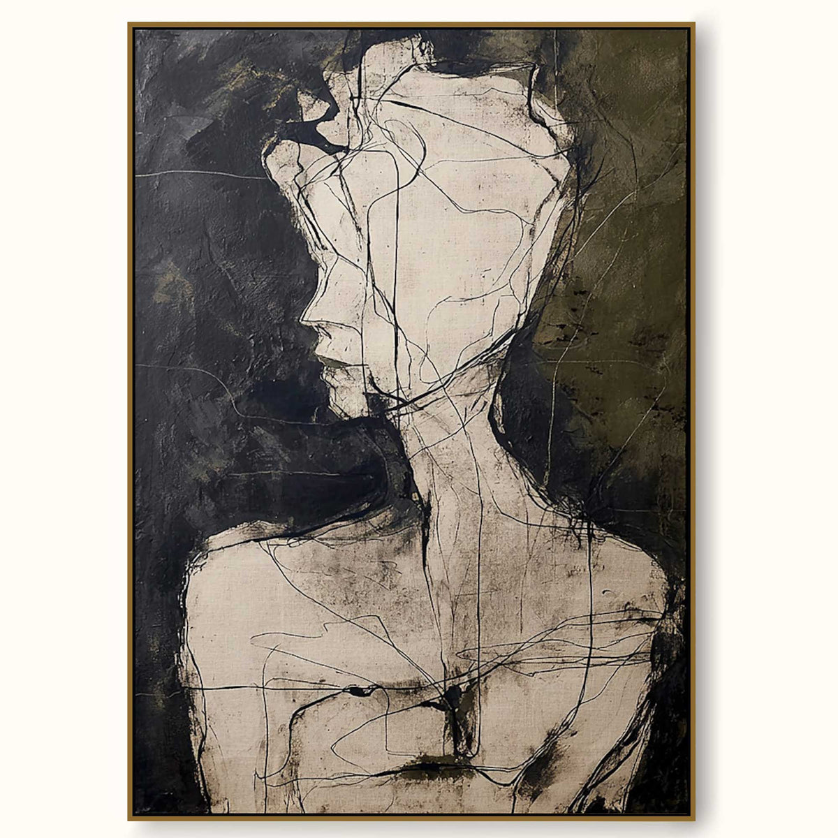 Silent Profile Abstract Figurative Oil Painting