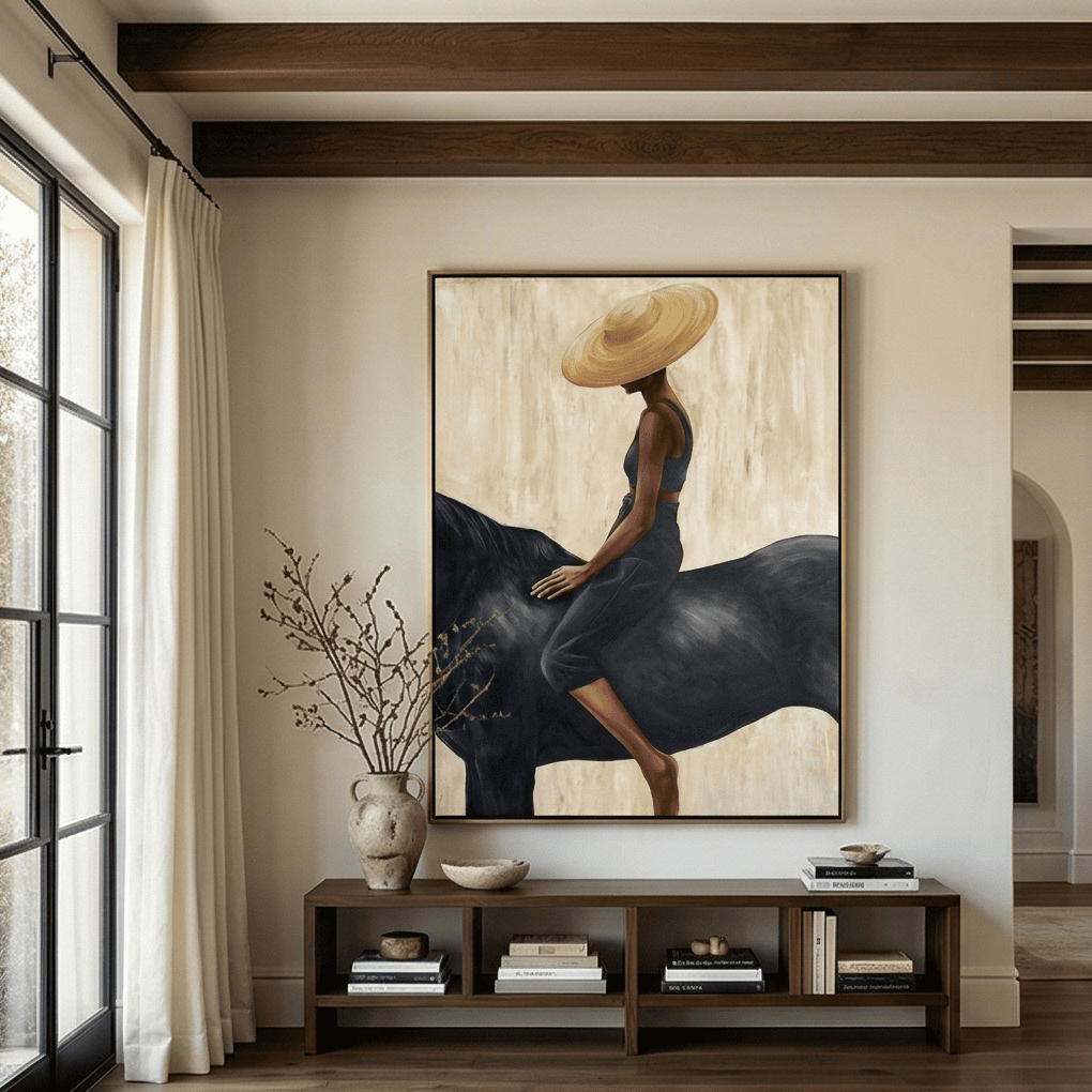 Silent Ascent Cowgirl and Horse Oil Painting