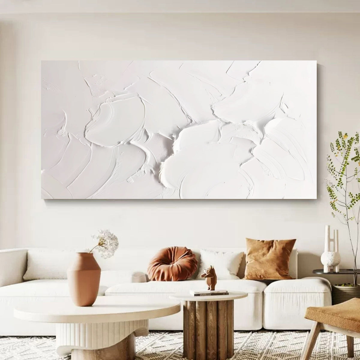 Pure White Textured Impasto Painting