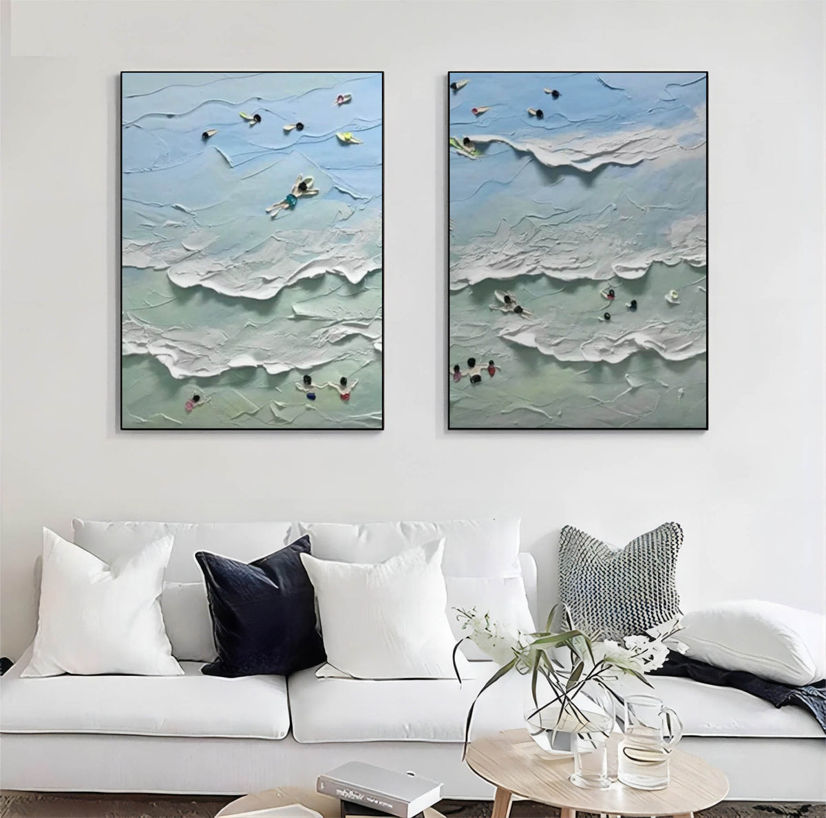 Diptych Painting Beach Scene 2-Piece Set