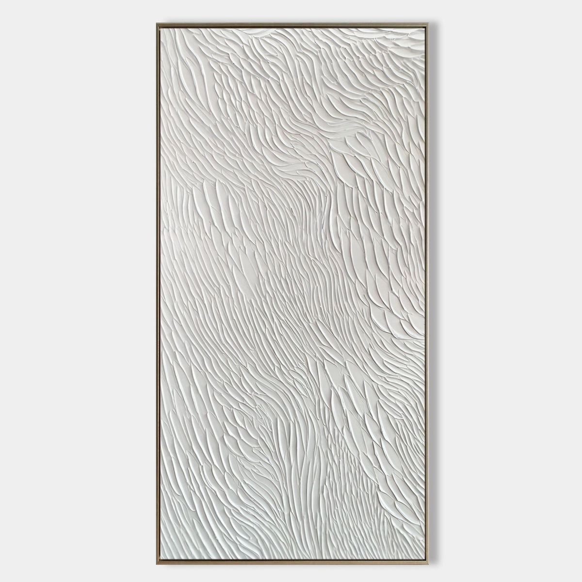 Vertical White Feather Texture Wall Art Minimalist Wabi Sabi