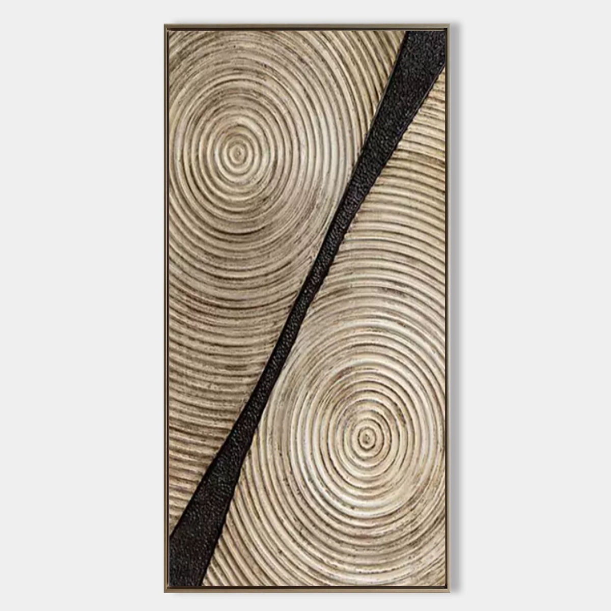 Neutral Wood Grain Textured Vertical Painting