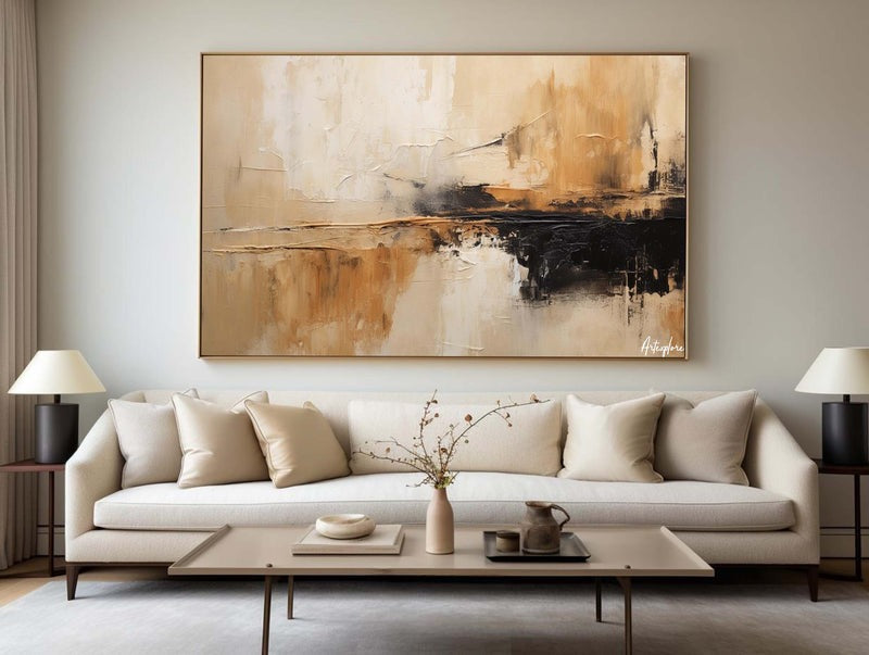 Earthy Abstract Landscape Reflection Painting