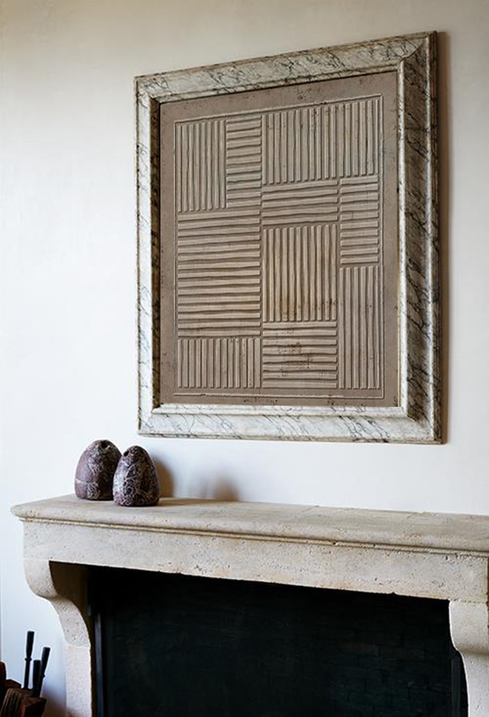 Earthy Textured Linear Pattern Diptych Wall Art Set