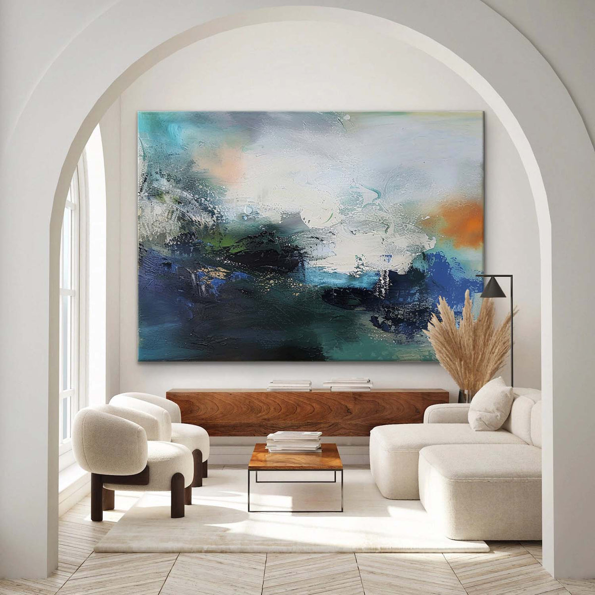 Wall Art Misty Abstract Landscape Layered Fluid