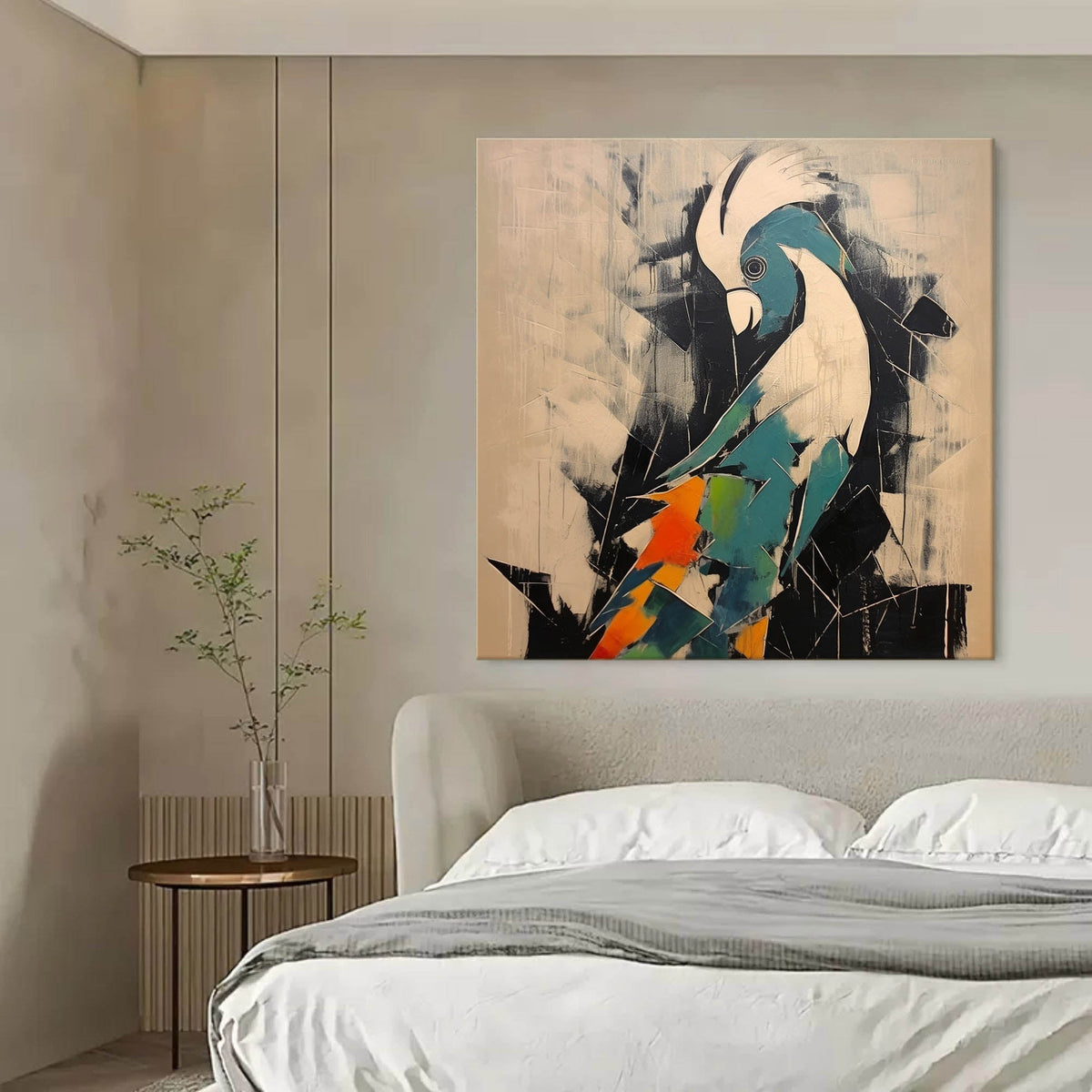 Wall Art Square Parrot Painting Bold Color