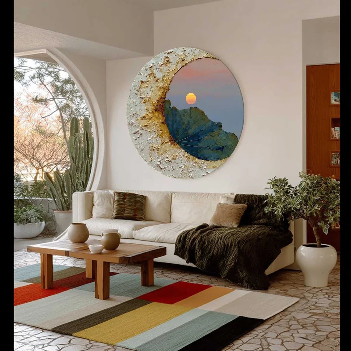 Wall Art Circular Impasto Lotus