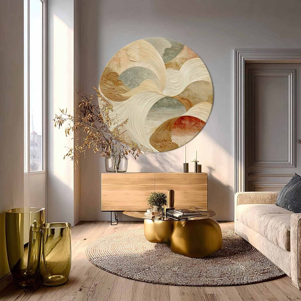 Wall Art Minimalist 3D Gold Geometric Blocks