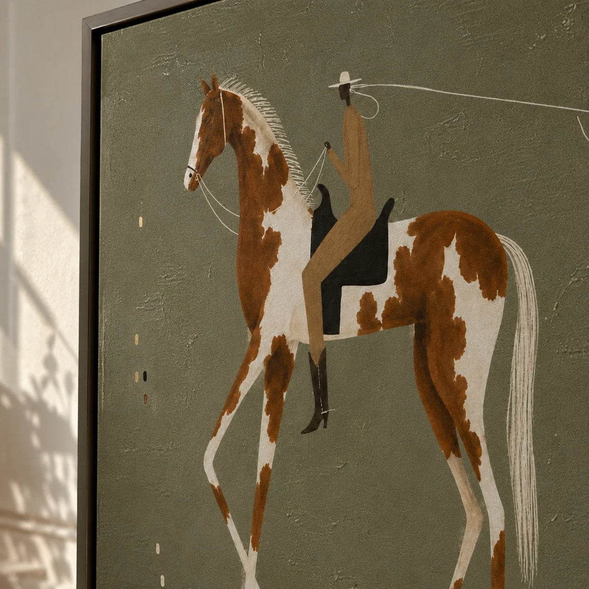 Ochre Reverie Horse and Rider Oil Painting