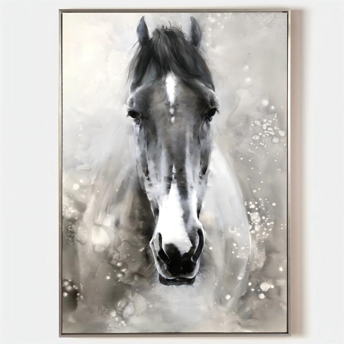 Monochrome Horse Portrait Painting