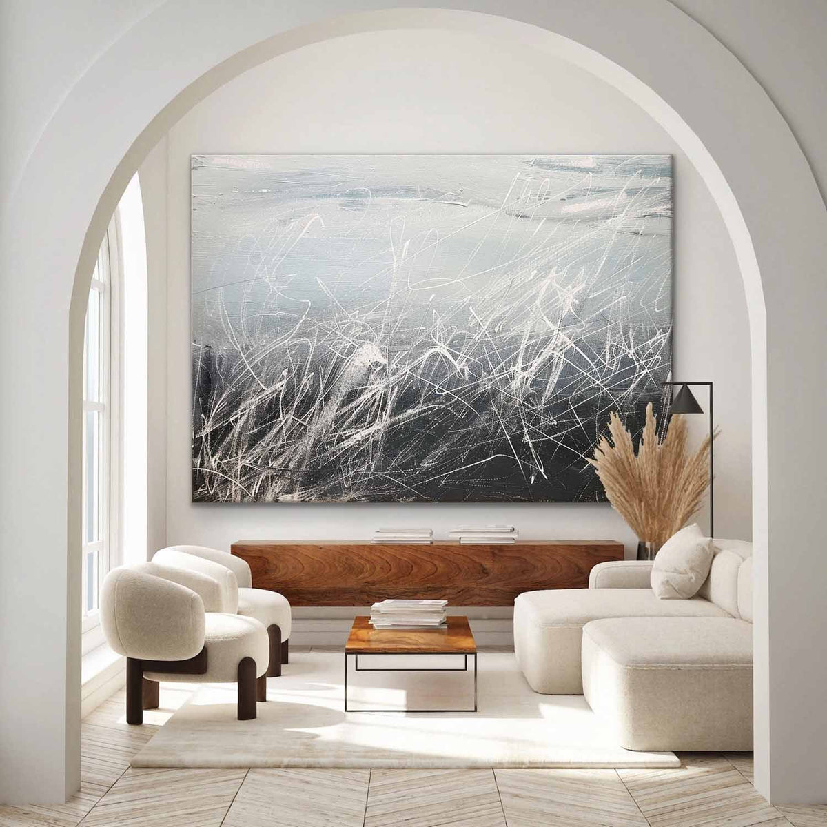 Abstract Textured Monochrome Strokes Oil Painting