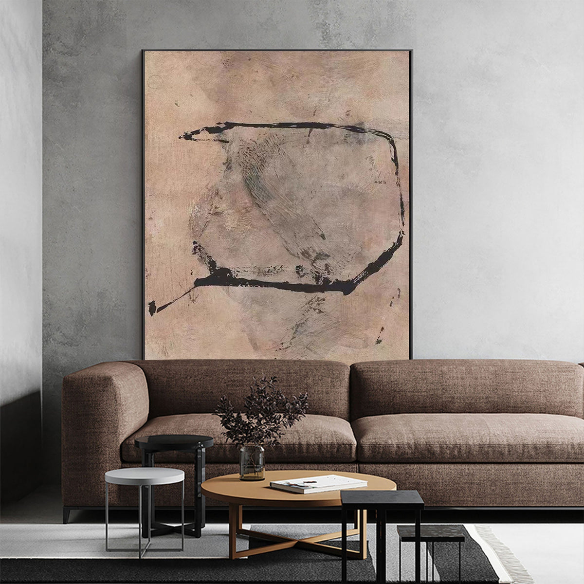Minimalist Beige Abstract Painting Vertical
