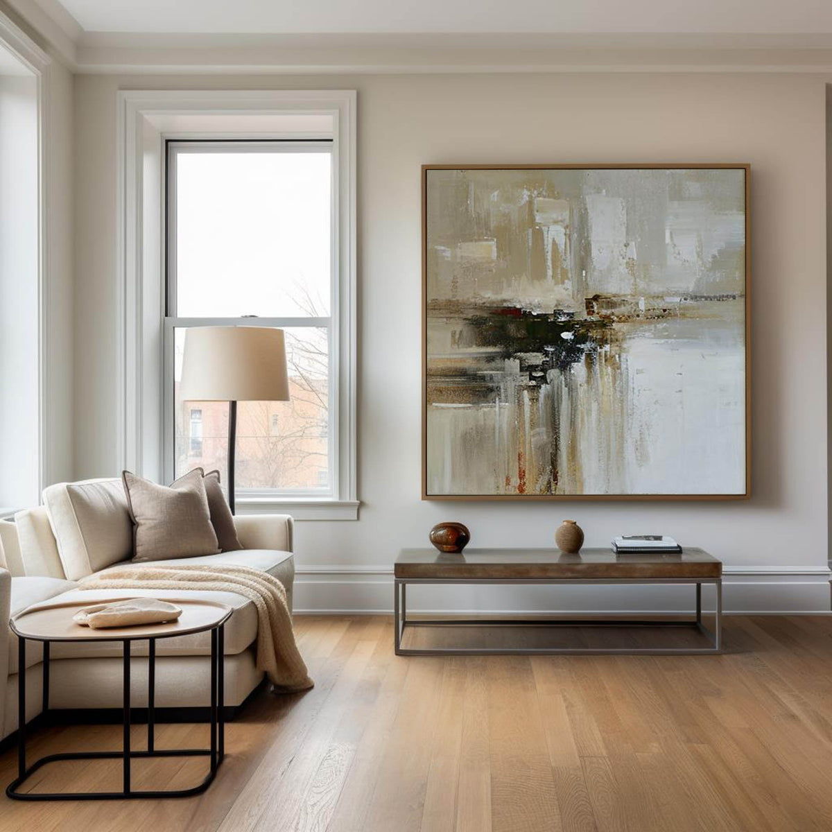 Neutral Beige Gray Abstract Painting