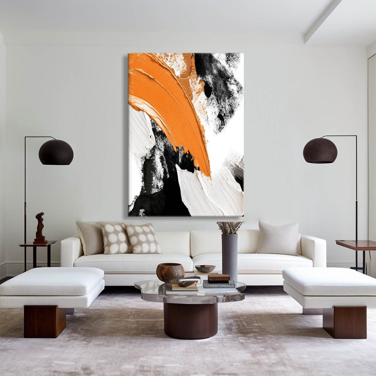 Vibrant Orange Abstract Oil Painting
