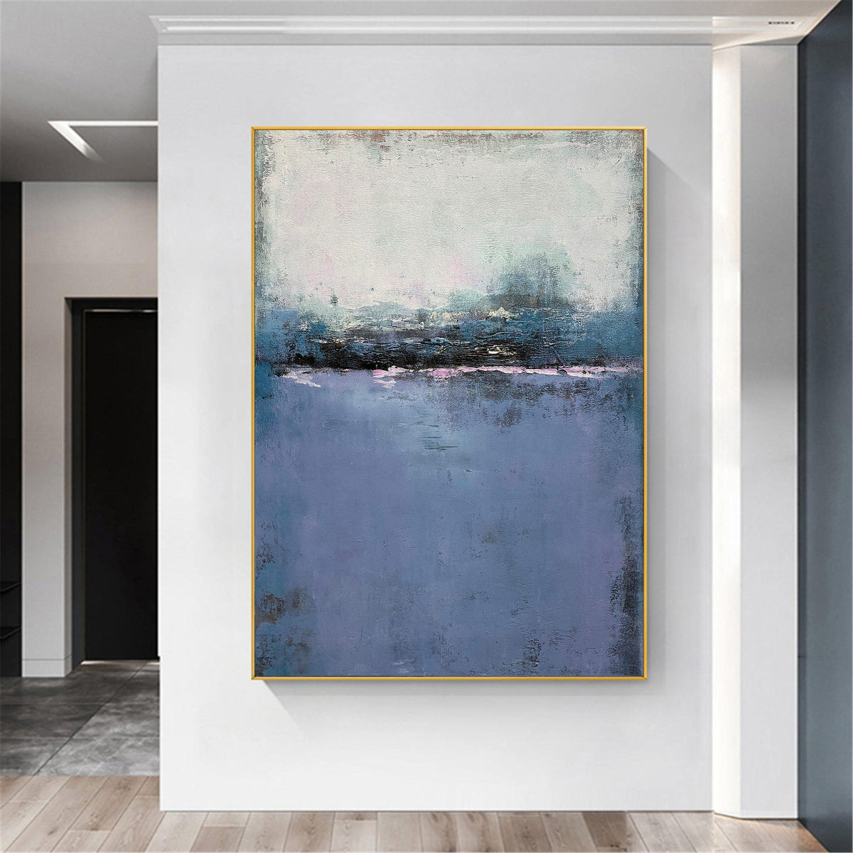 Serene Indigo Seascape Abstract Oil Painting