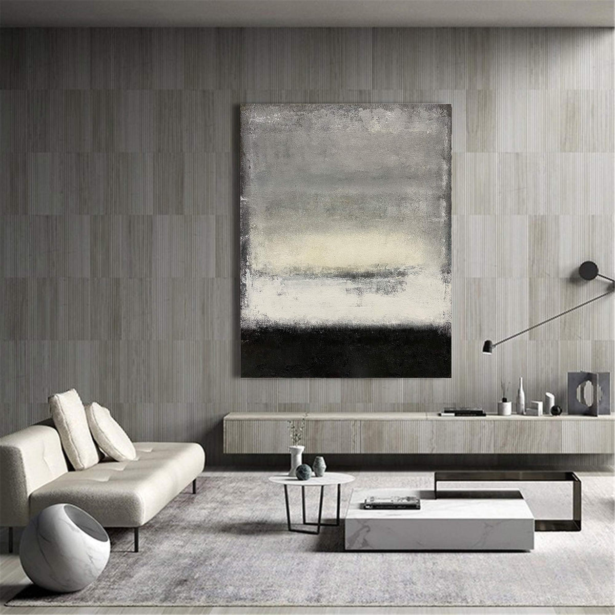 Monochrome Horizon Abstract Oil Painting
