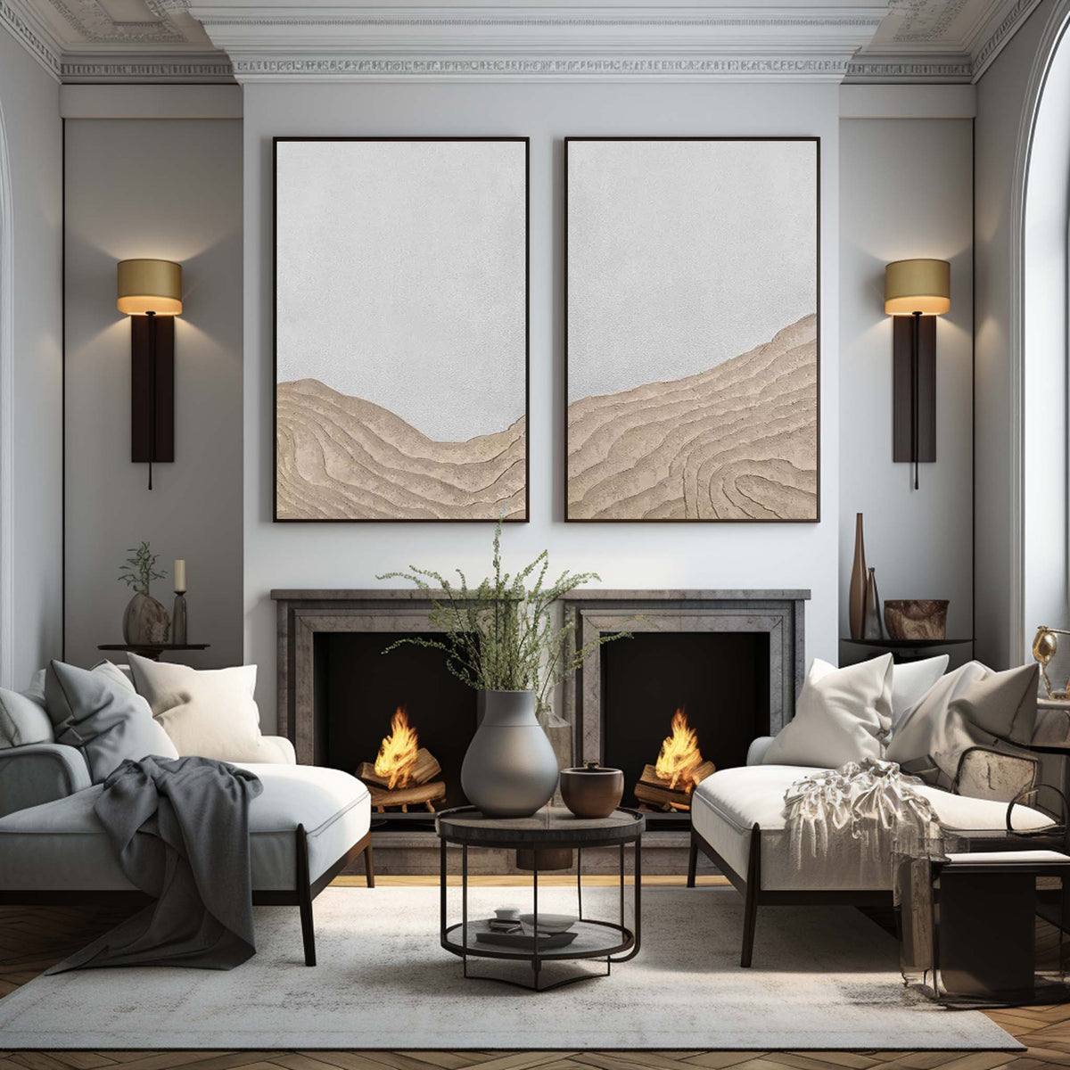 Wall Art Horizontal Wabi-Sabi Plaster Sea Relief