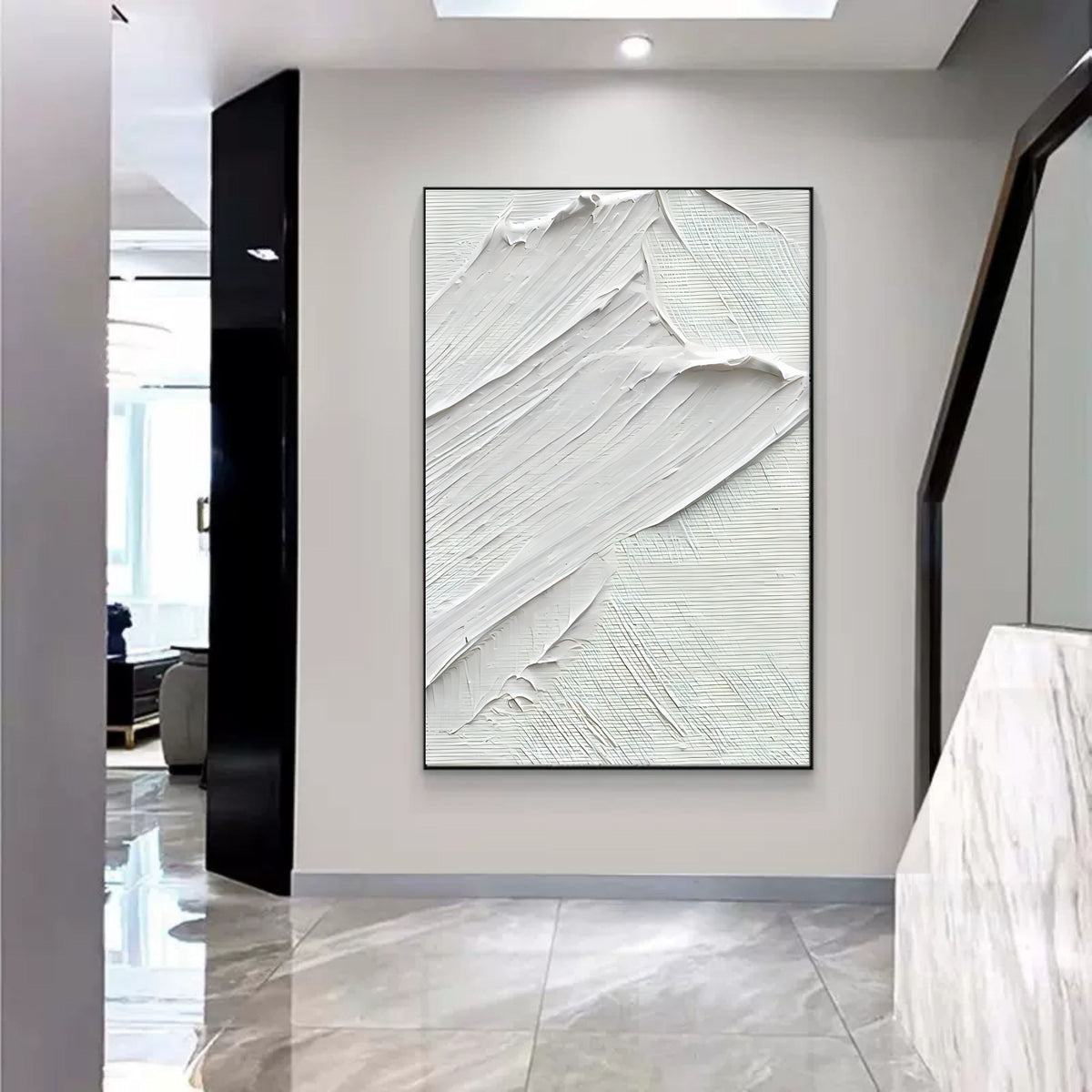 Wall Art Minimalist 3D White Textured Abstract