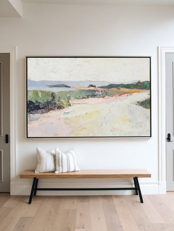 Wall Art Abstract Pastel Landscape Textured Linen Canvas Living Room