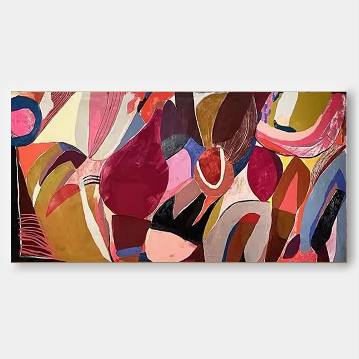 Abstract Expressionist Painting Bold Organic Shapes Pink