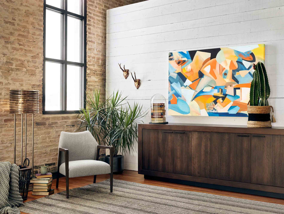 Cubist-Inspired Painting Blue Orange