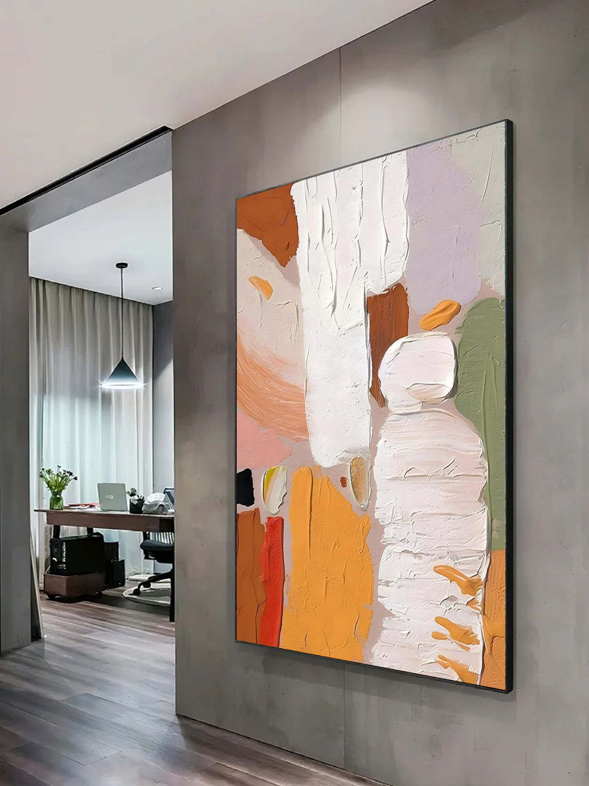 Warm Tones Impasto Abstract Painting