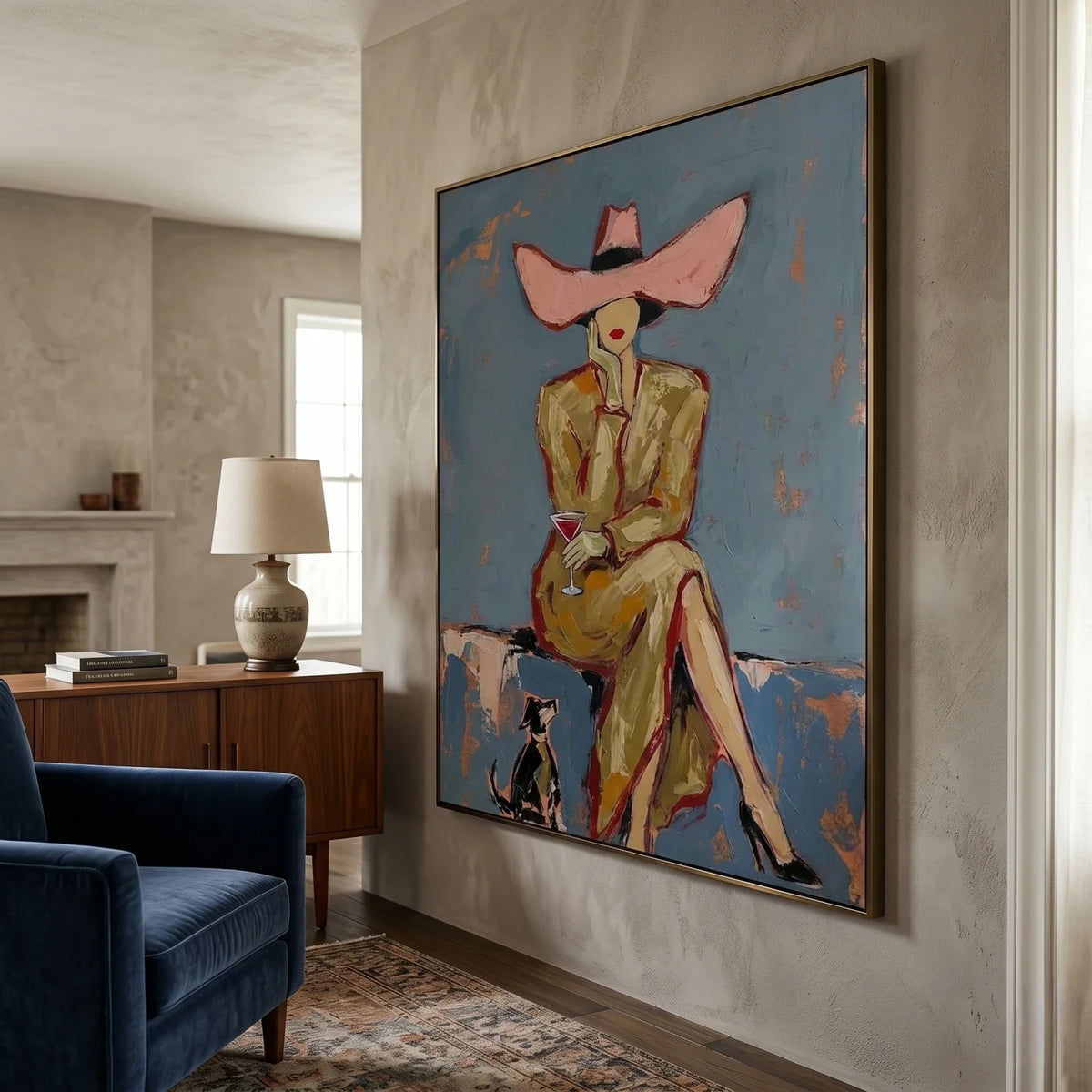 Western Lady’s Sip Figurative Oil Painting