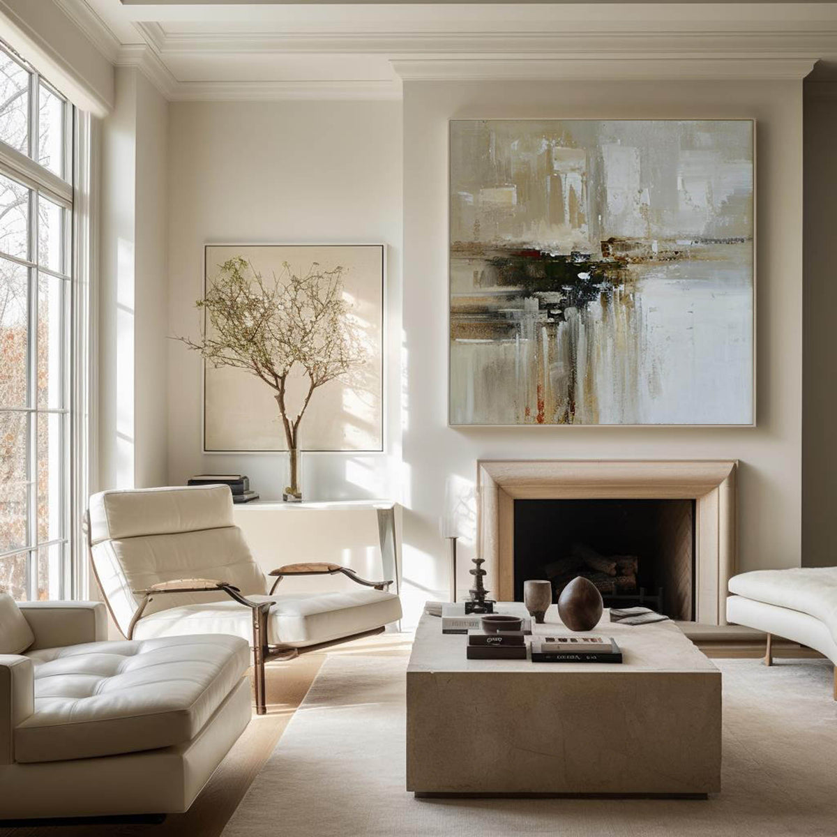 Neutral Beige Gray Abstract Painting