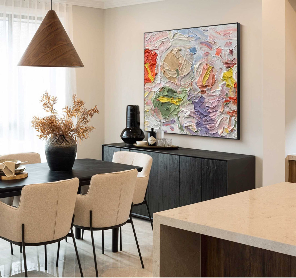 Colorful Floral Impasto Abstract Canvas Wall
