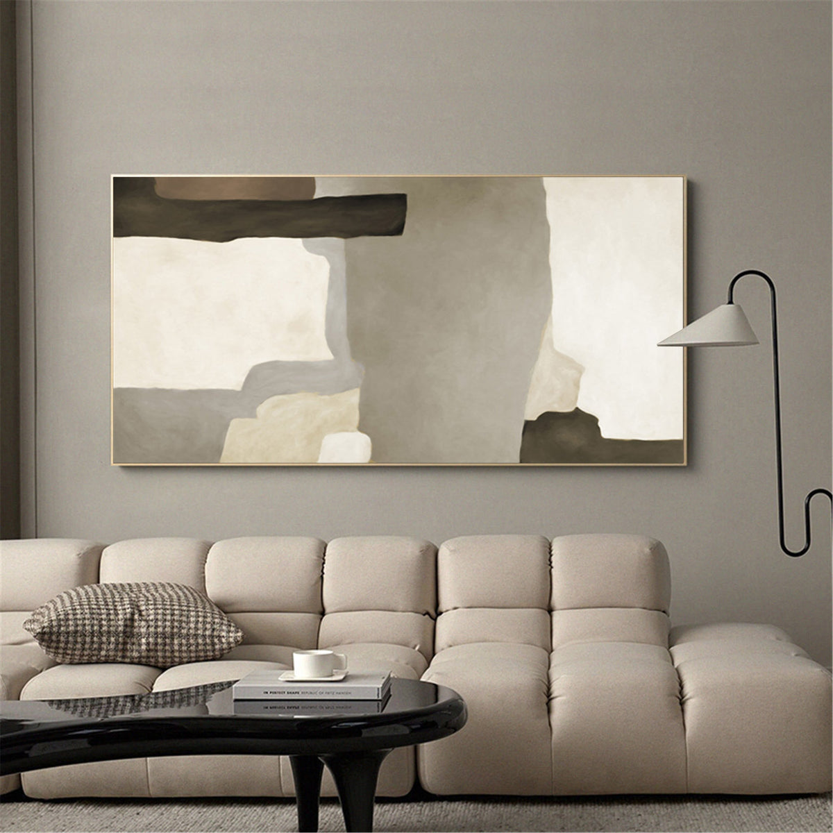 Earthy Organic Block Painting Horizontal Wabi-Sabi