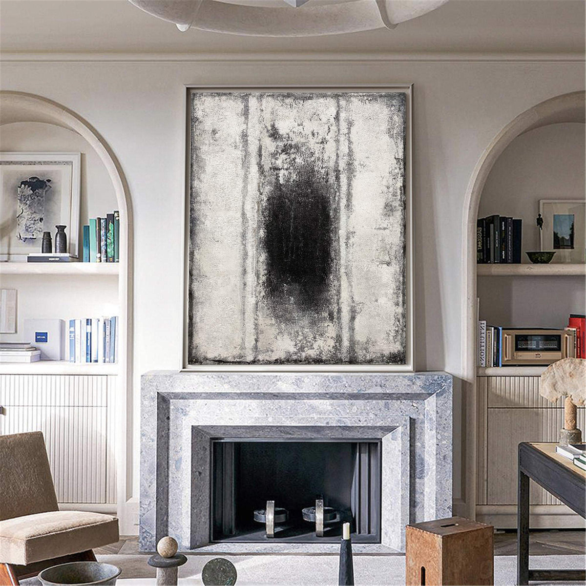 Minimalist Monochrome Abstract Oil Painting